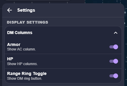 Settings - GM Columns